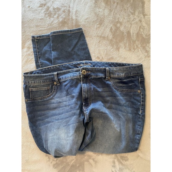 Maurices Jeans Womens 24W Long Blue Denim Stretch Slim Fit Tapered Leg Casual - Picture 1 of 13